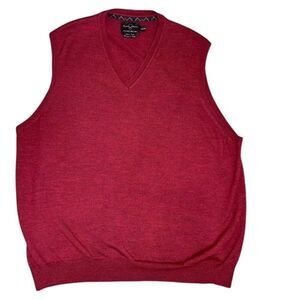 Black Brown 1826 Sweater Vest Size XXL Italian Merino Wool Red Burgundy Pullover